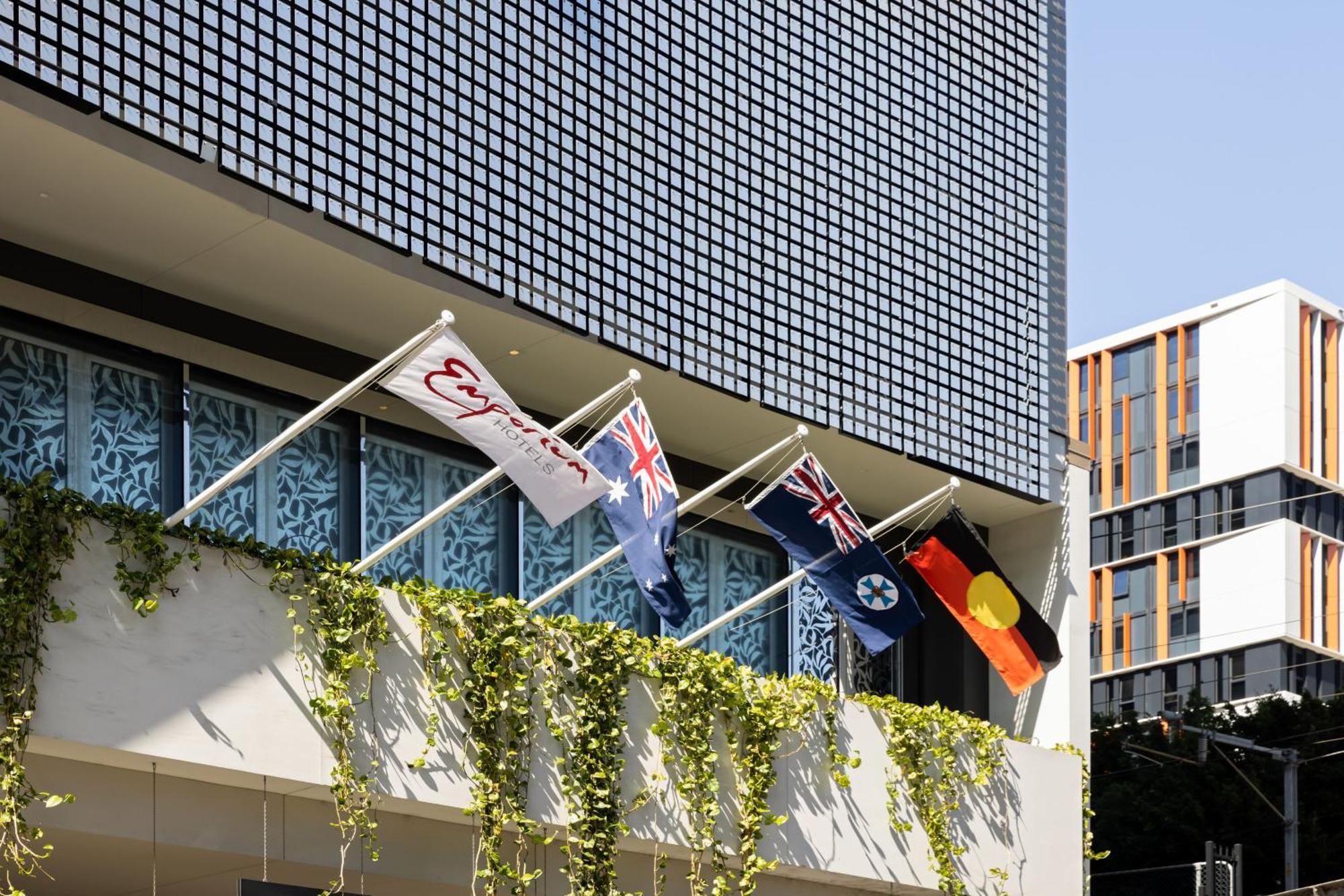 Emporium Hotel South Bank Brisbane Exterior photo Flags at the Queensland University of Technology